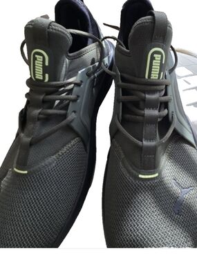 Puma Dark Gray Sneakers with Neon Lime Accents